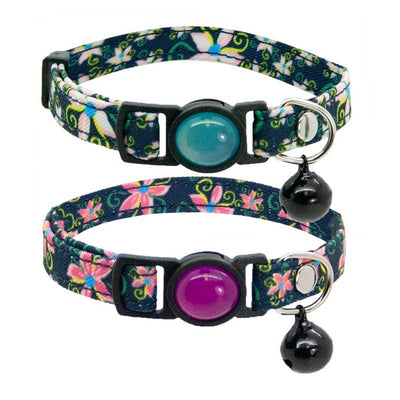 Cat Circus Collar Jewelled Floral Denim