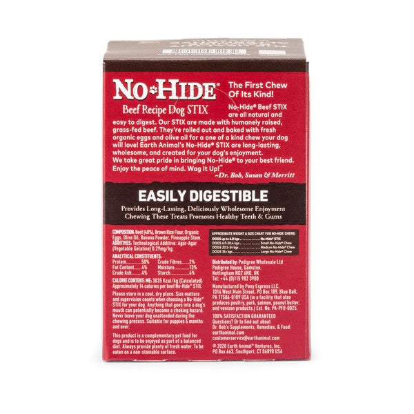 Earth Animal No-Hide Beef STIX- 90 pk (DCSE 90)