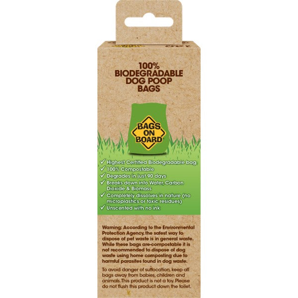 Bags on Board Corn Starch 100% Biodegradable Poop Rolls 10x14