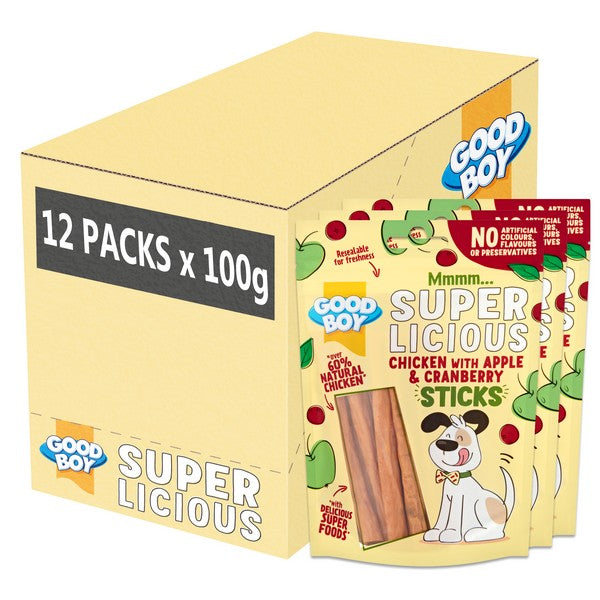 Goodboy Superlicious Chicken With Apple & Cranberry Sticks 100g