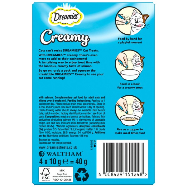 Dreamies Creamy Cat Treats with Salmon 40g