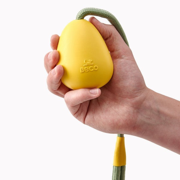 Beco Natural Rubber Pebble Slinger Toy for Fetch Yellow