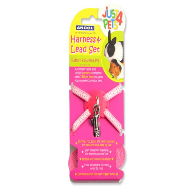 Ancol Rabbit/Small Animal Harness Set Pink Dots