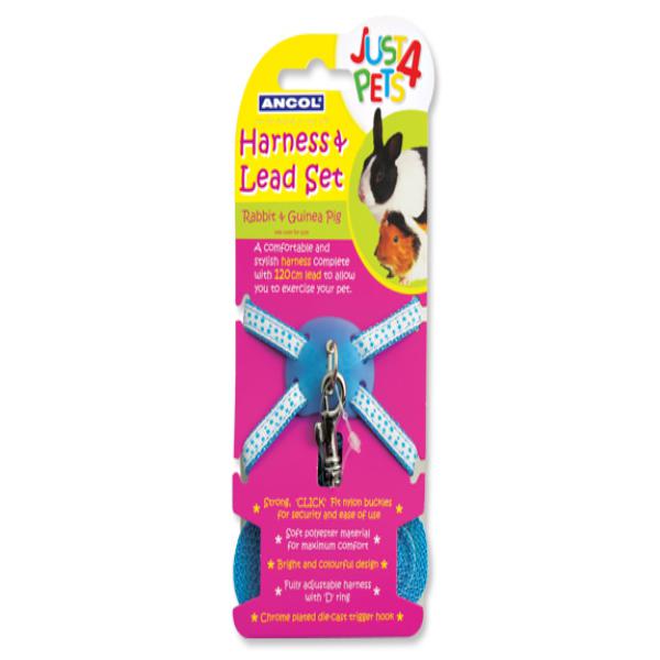 Ancol Rabbit/Small Animal Harness Set Blue Spots