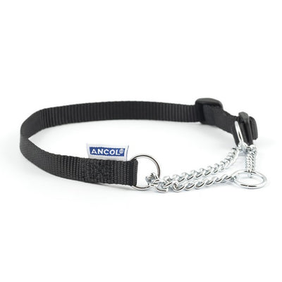 Nylon Check Chain Collar Black 35-45cm Size 2-4