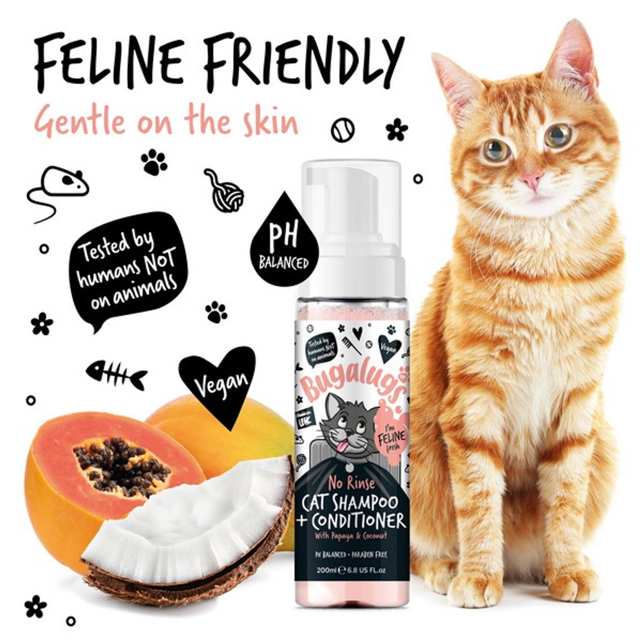 Bugalugs No Rinse 2 in 1 Cat Shampoo