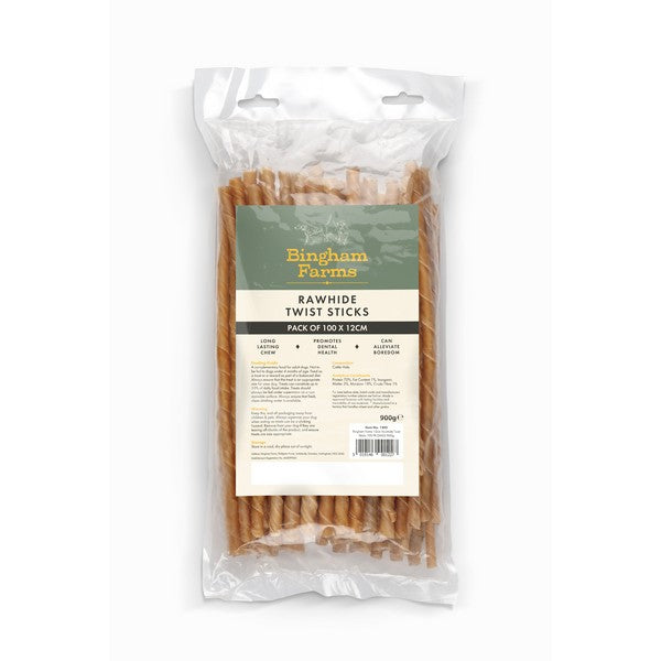 Bingham Farms 12cm Rawhide Twist Sticks 100 Pk [SNG] 900g