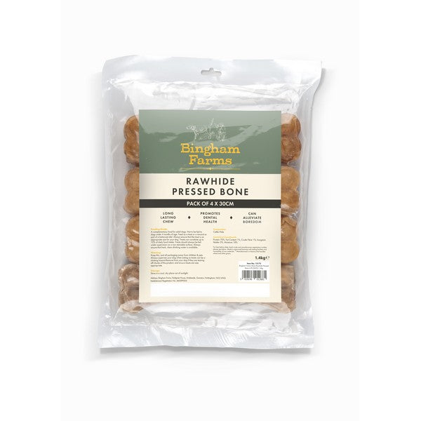 Bingham Farms 30cm Rawhide Pressed Bone 4 Pk [SNG] 1.4kg