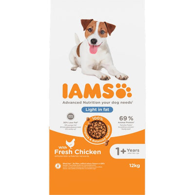 Iams Light in fat Dog food Fresh Chicken 12kg