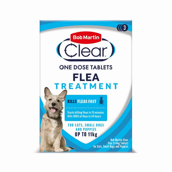 BM Clear Flea Tablets for Small Dogs Puppies & Cats (3Tabs)