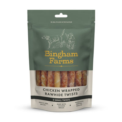 Bingham Farms Chicken Wrapped Rawhide Twist Sml 8pk 80g