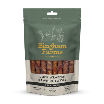 Bingham Farms Duck Wrapped Rawhide Twist Sml 8pk 80g