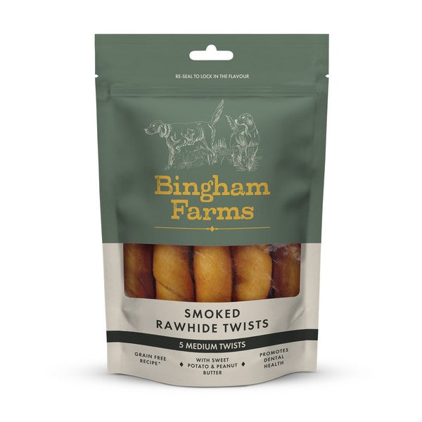 Bingham Farms Smoked Hide Twist w Pnt Butter Med 5pk 150g