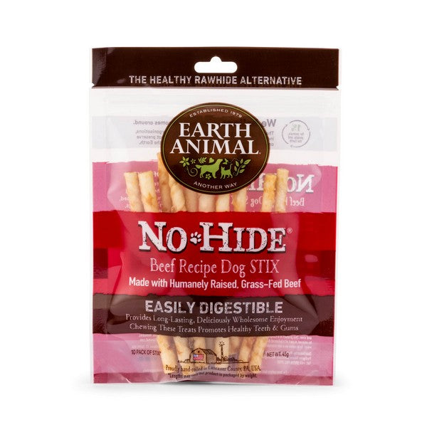 Earth Animal No Hide Beef Dog Stix 10pk 45g