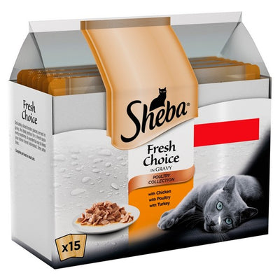 Sheba Fresh & Fine Cat Pouches Poultry in Gravy 15x50g