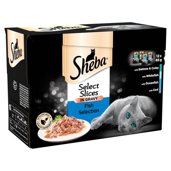 Sheba Select Slices Cat Pouches Fish Collection in Gravy 12x85g pack