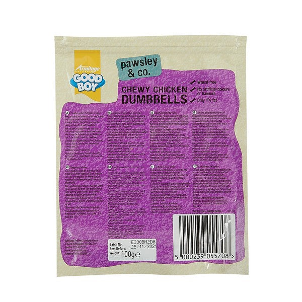 Good Boy Pawsley and Co Chewy Chicken Dumbbells 100g