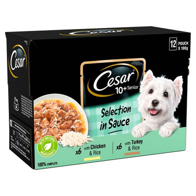 Cesar Pouch Senior 10+ Selection in Sauce 12 x 100g