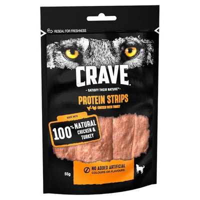 Crave Protein Strips with Turkey and Chicken 55g