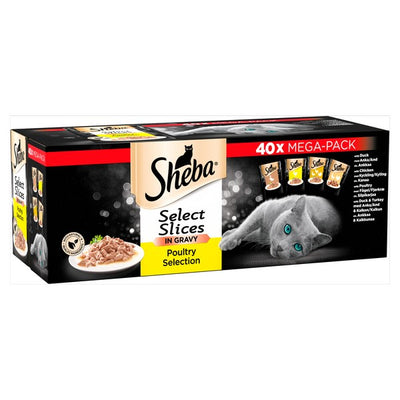 Sheba Select Slices Cat Pouches Poultry Collection in Gravy 40x85g Bulk Pack