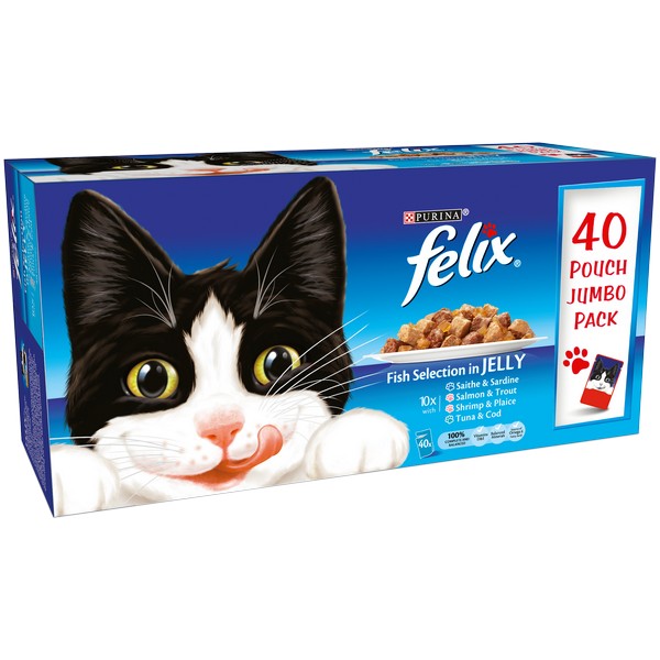 Felix Pouch Fish Selection in Jelly 40 x 100g