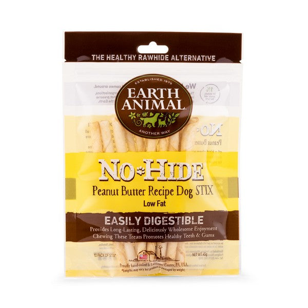 Earth Animal No Hide Peanut Butter Dog Stix 10pk 45g