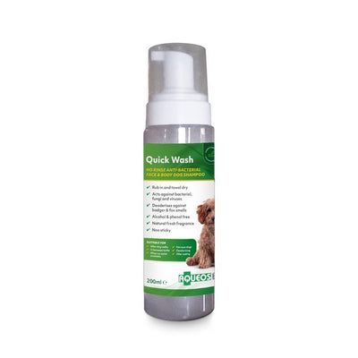 Aqueos Quick Wash Anti-Bacterial No Rinse Dog Shampoo 200ml