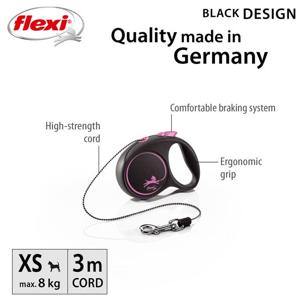 Flexi Black Design Cord Dog Lead