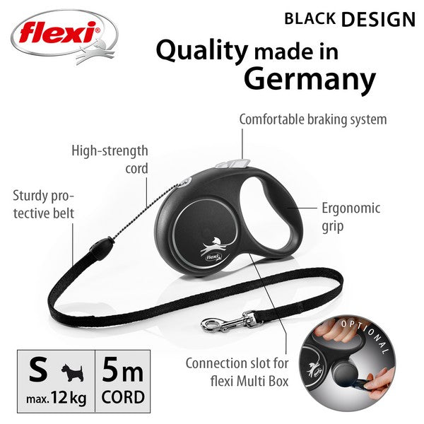 Flexi Black Design Cord Dog Lead