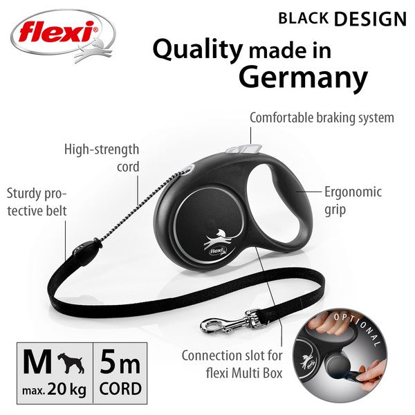 Flexi Black Design Cord Dog Lead