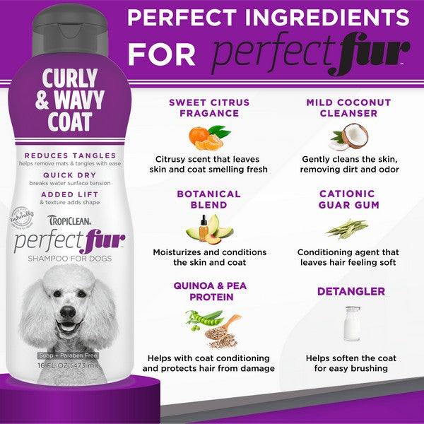 TropiClean Perfect Fur Curly and Wavy Coat Shampoo for Pets