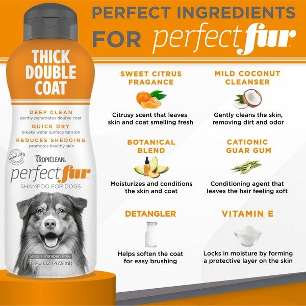 TropiClean Perfect Fur Thick Double Coat Shampoo for Dogs