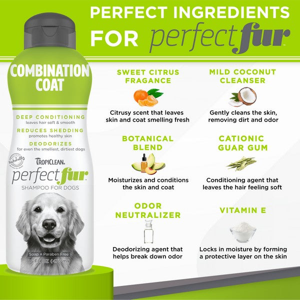 TropiClean Perfect Fur Combination Coat Shampoo for Dogs