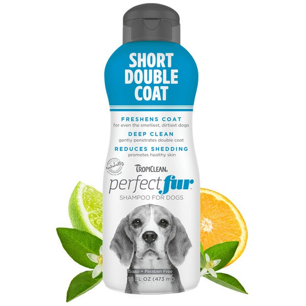 TropiClean Perfect Fur Short Double Coat Shampoo for Dogs