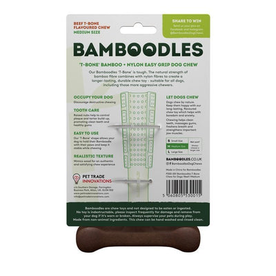 Bamboodles T Bone Chew Toy for Dogs Medium 6Inch Beef Flavour