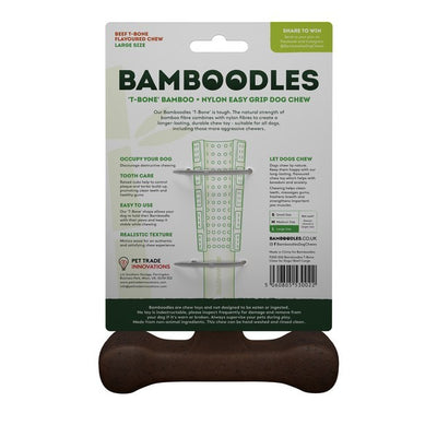 Bamboodles T Bone Chew Toy for Dogs Large 7Inch Beef Flavour