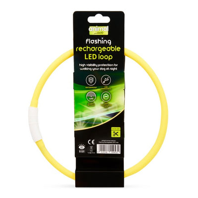 Animal Instincts Flashing Safety Rechargeable LED Loop Large Yellow 65cm