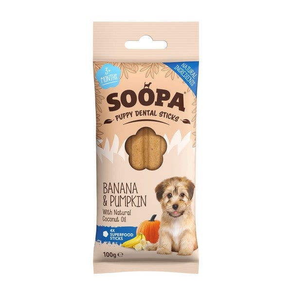 Soopa Banana & Pumpkin Puppy Dental Sticks 100g