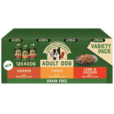 Wellbeloved Grain Free Adult Turkey, Lamb and Chicken in Loaf Can 12x400g