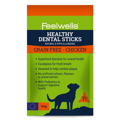 Feelwells Healthy Grain Free Dental Sticks Chicken 180g (7 sticks)