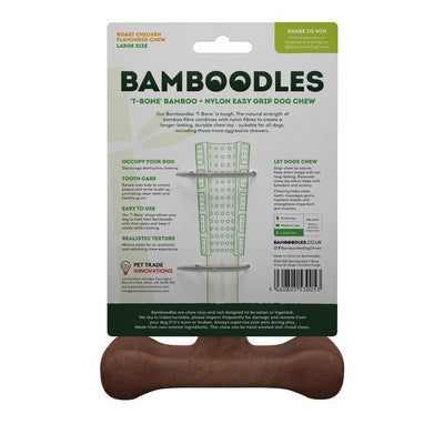 Bamboodles T Bone Chew Toy for Dogs Large 7Inch Chicken Flavour