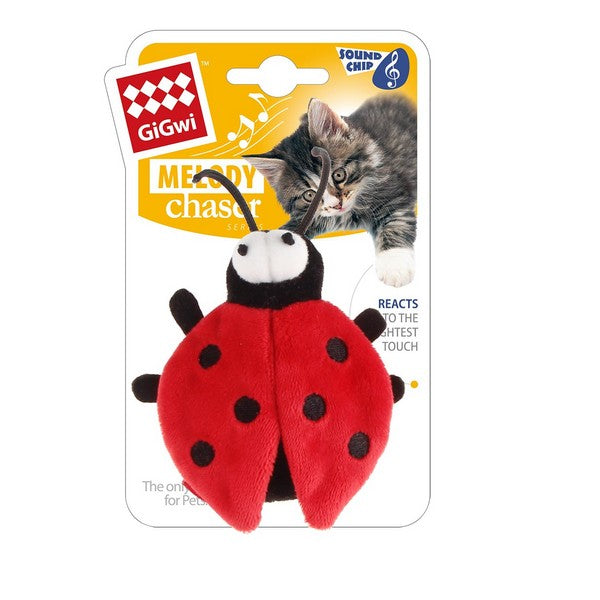 GiGwi Ladybird Motion Activated Beetle Sound Cat Toy Red