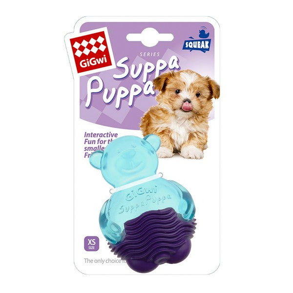 GiGwi Suppa Puppa Bear With Squeaker For Puppies And Small Dogs Blue