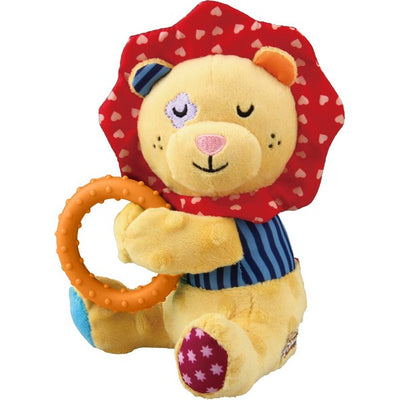 GiGwi Plush Friends Squeaker and Ring Lion for Puppies and Small Dogs