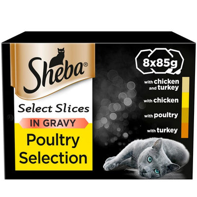 Sheba Select Slices Cat Trays Poultry Collection in Gravy 8x85g