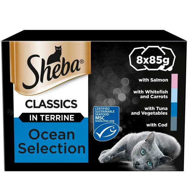 Sheba Classics Cat Trays Ocean Collection in Terrine 8x85g