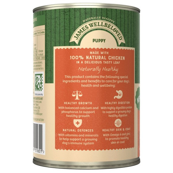 James Wellbeloved Puppy Chicken, Rice and Vegetable in Loaf Can 400g