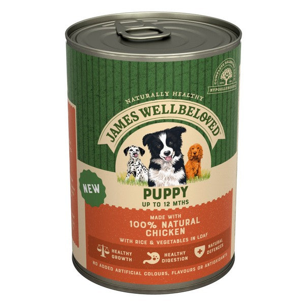 James Wellbeloved Puppy Chicken, Rice and Vegetable in Loaf Can 400g