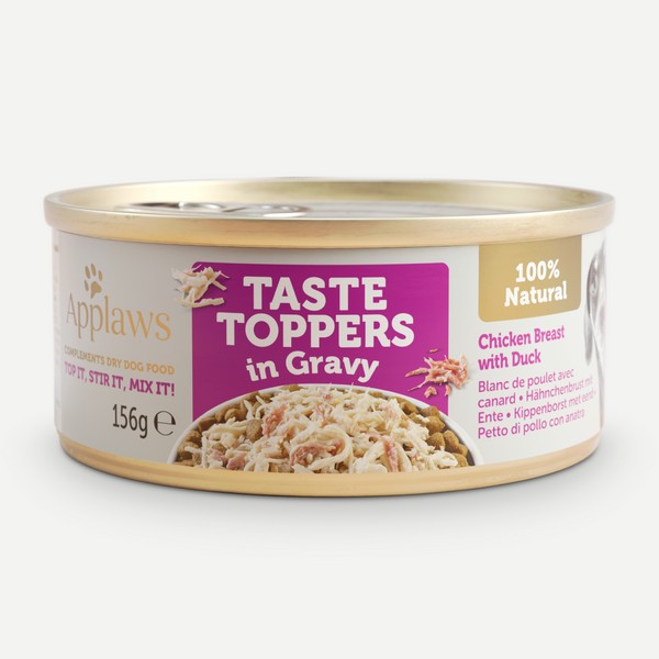 Applaws Taste Toppers Natural Wet Dog Food, Chicken and Duck in Gravy 156g Tin