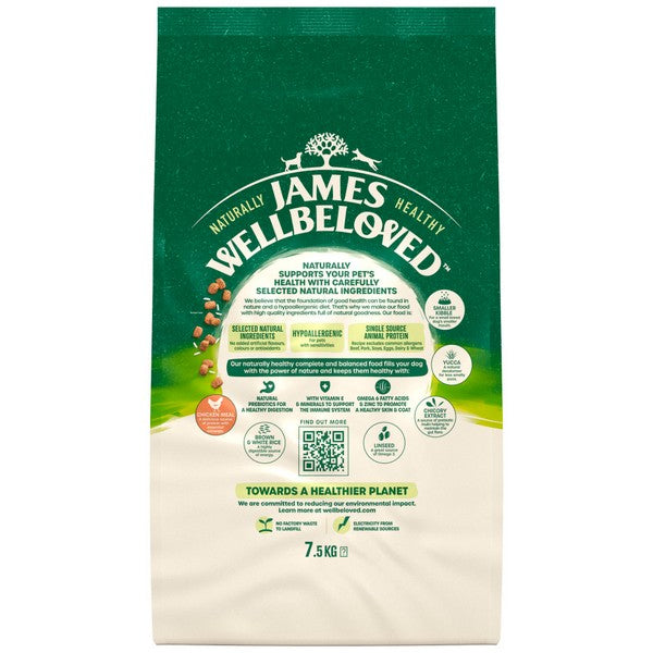 James Wellbeloved Dog Adult Small Breed Chicken & Rice 7.5kg